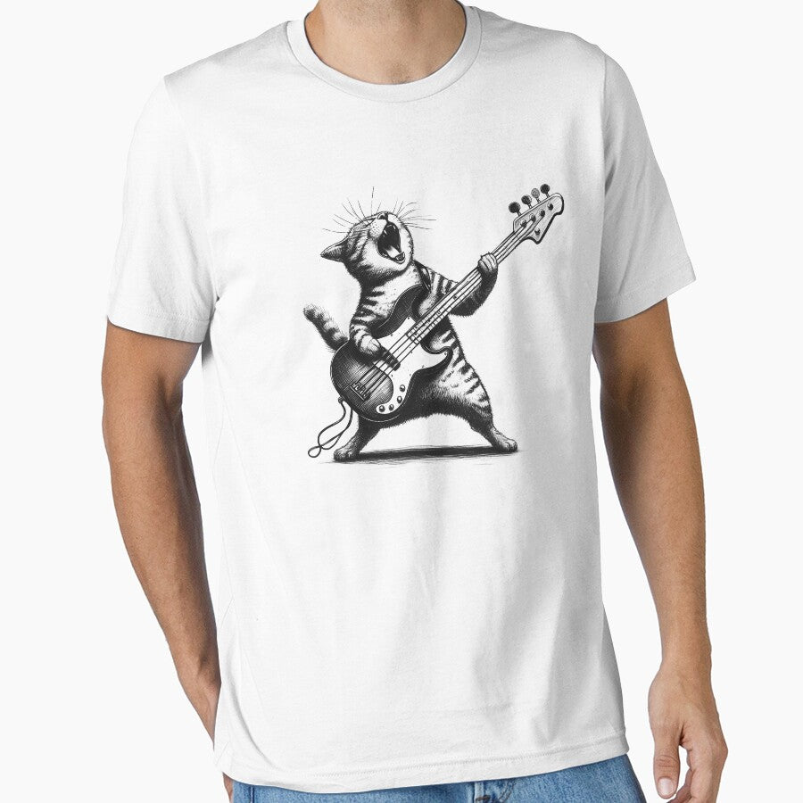 Cat Playing Bass Guitar Lover Cat Bassist by Kimberley King Art  King Art