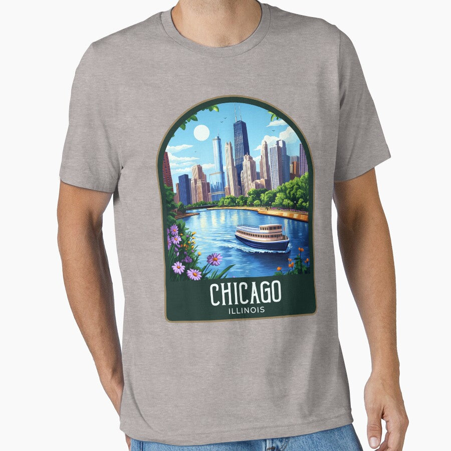 Chicago Vintage Travel Illustration by HomeLivingCo