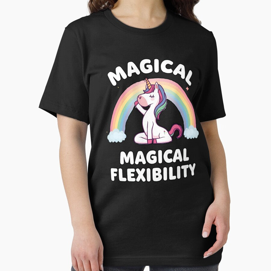 Unicorn doing yoga pose and rainbow aura shining, Magical Flexibility 6 by Neon G