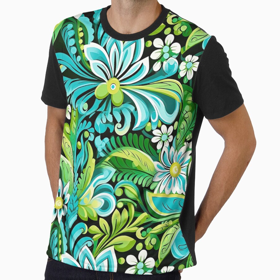 Tropical Floral Pattern – Teal Green Botanical Boho Jungle Design by CraftedHome