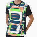 Neon Green and Salmon 60s Inspired Retro Shapes by TotallyRetroArt