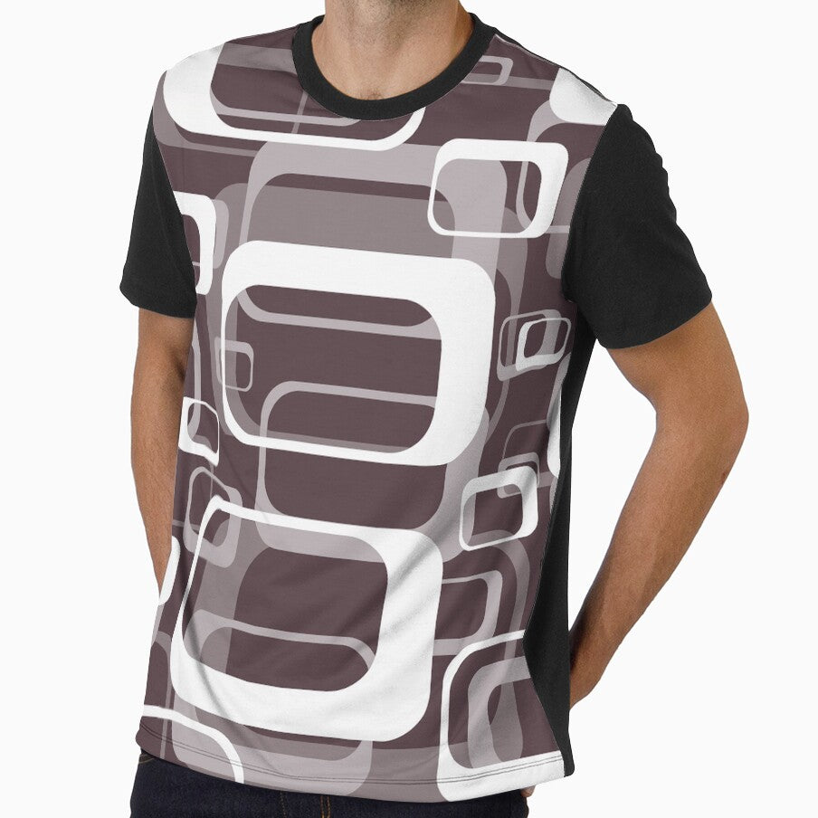 Monochrome Brown 60s Inspired Retro Shapes by TotallyRetroArt