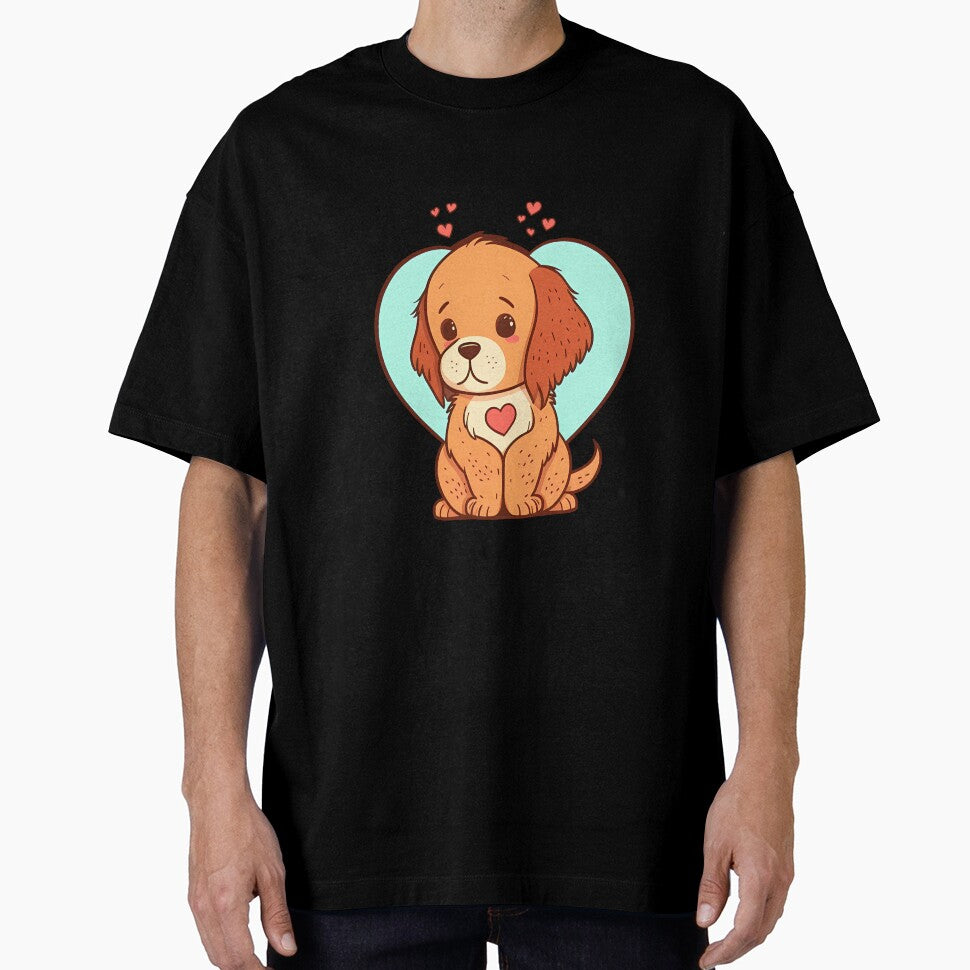 Cute Little Dog With Red Hearts for Dog Lovers by Vexel Studio