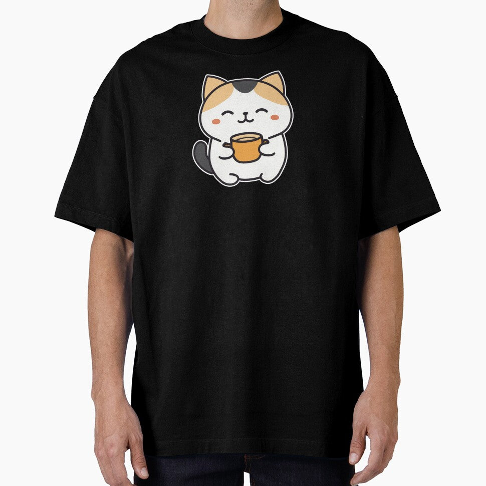 Cute Kawaii cat drinking coffee by NICHARTPRODUCTS