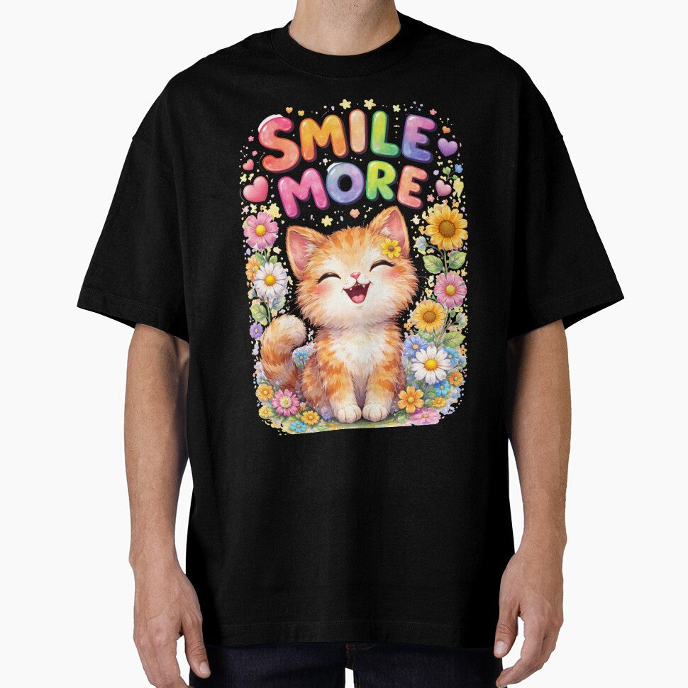 Smile More – Cute Cat Positive Quote by ArtsBorn2Create
