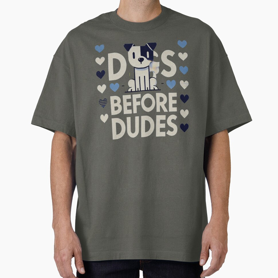 Funny Dog Lover Quote - Dogs Before Dudes Minimalist Design by Kawaii Planet Studio