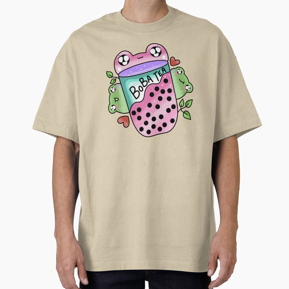 Kawaii cute frog drinking boba by Quacktails