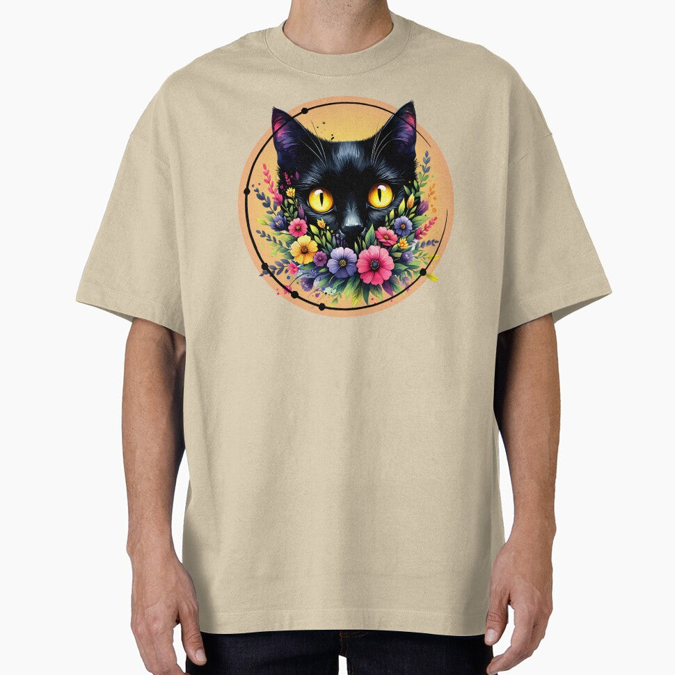 Floral Black Cat by I-I-Trading-Co