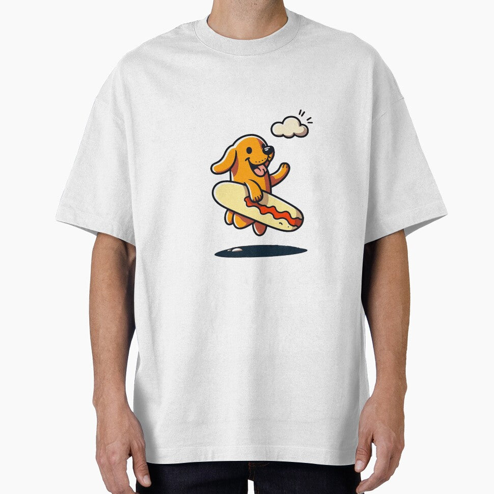 Cute and Bold Orange Dog in the air surfing by yodaddydesigns