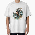 Native American Woman and Wolf Portrait by BeepBoopAIBoobs