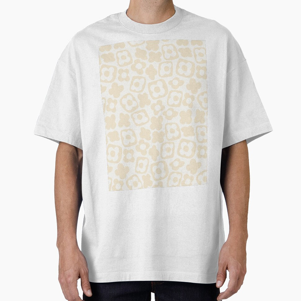 BOHO BOXY MODERN FLOWER PATTERN NEUTRAL BEIGE CREAM by blomastudios