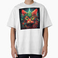 trippy holiday cat print by dcrc