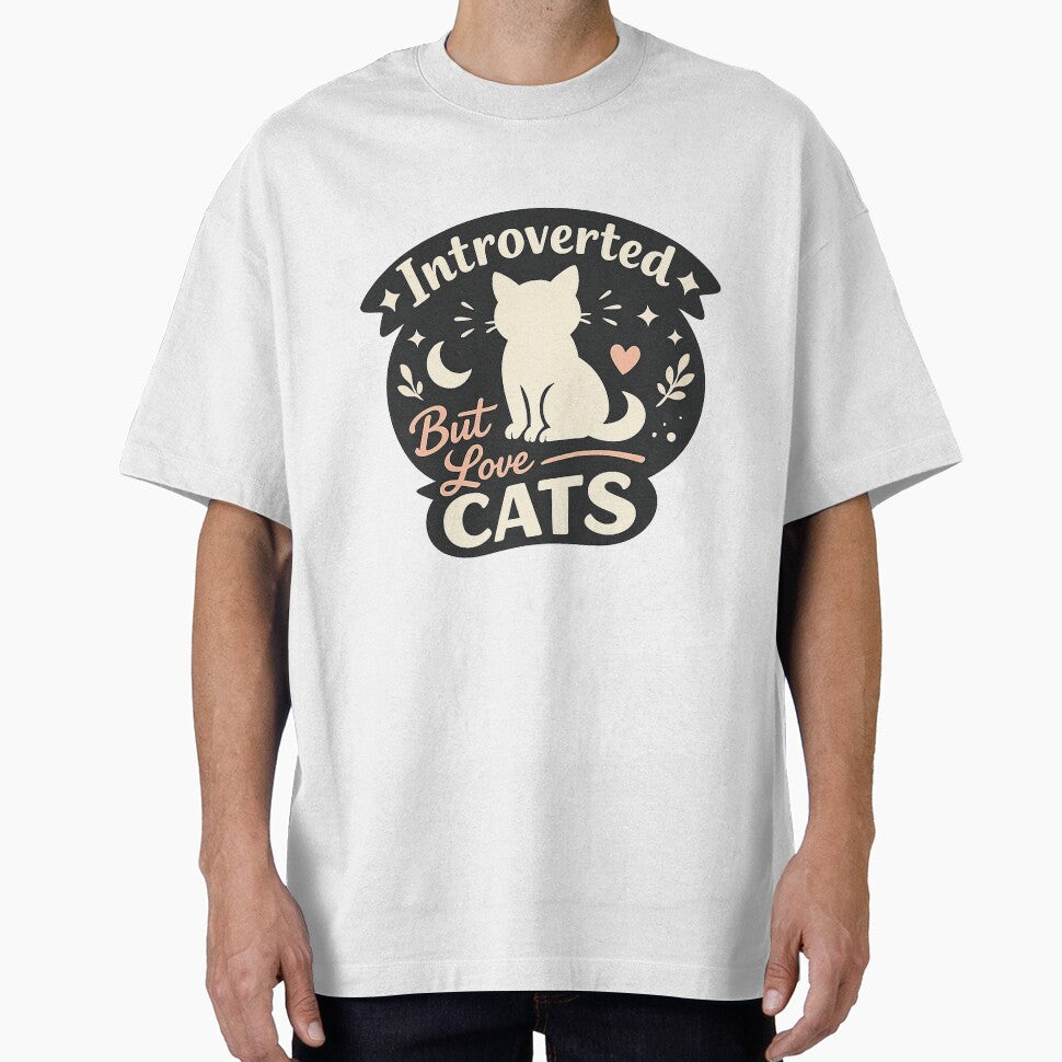 Introverted But Love Cats Funny Cat Lover Introvert Humor Cat Mom Design by Nubrixa-Studio