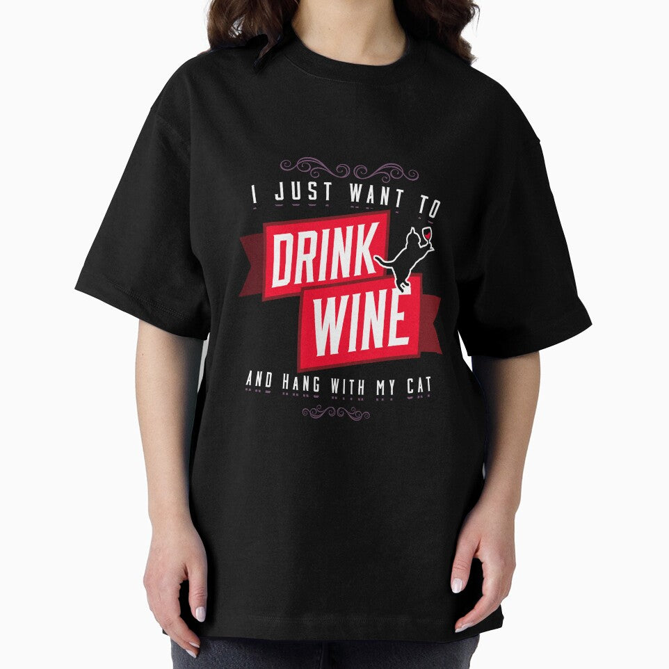 Drink wine and hang with my cat gift for kitty lovers funny cat meme by djpraxis