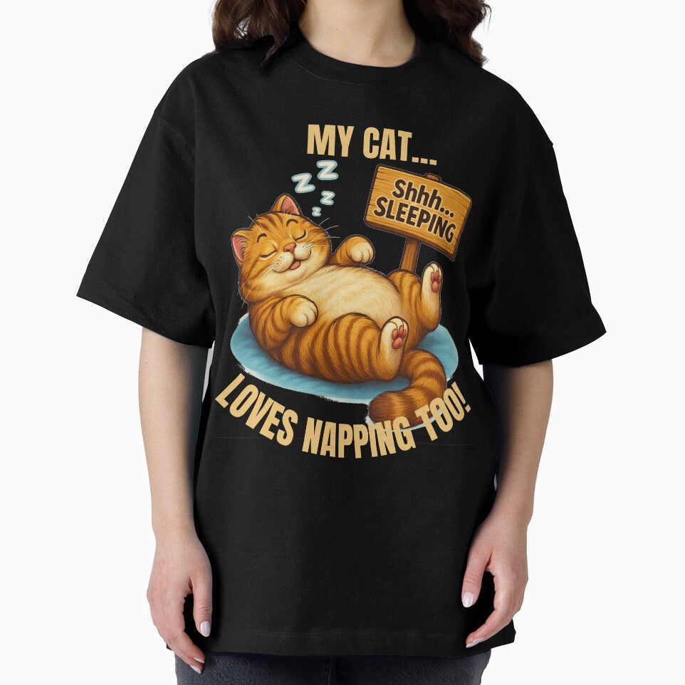 MY CAT LOVES NAPPING TOO! relaxed funny cat-lovers design of sleeping cat for cat moms, cat dads and kids! by AlphaBetulia