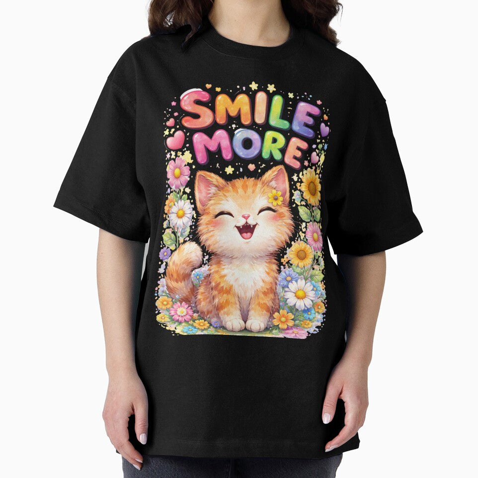 Smile More – Cute Cat Positive Quote by ArtsBorn2Create