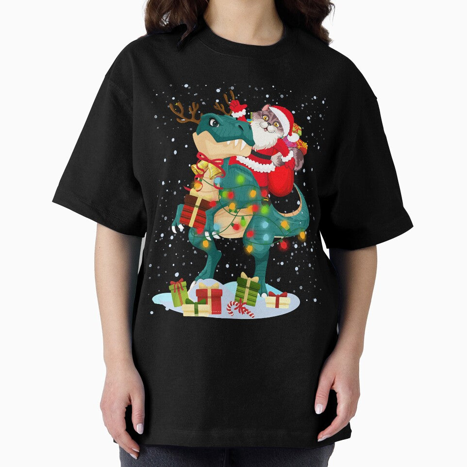 Cat Riding A Dinosaur For Christmas Tee Who Wants Xmas Gifts by singh130