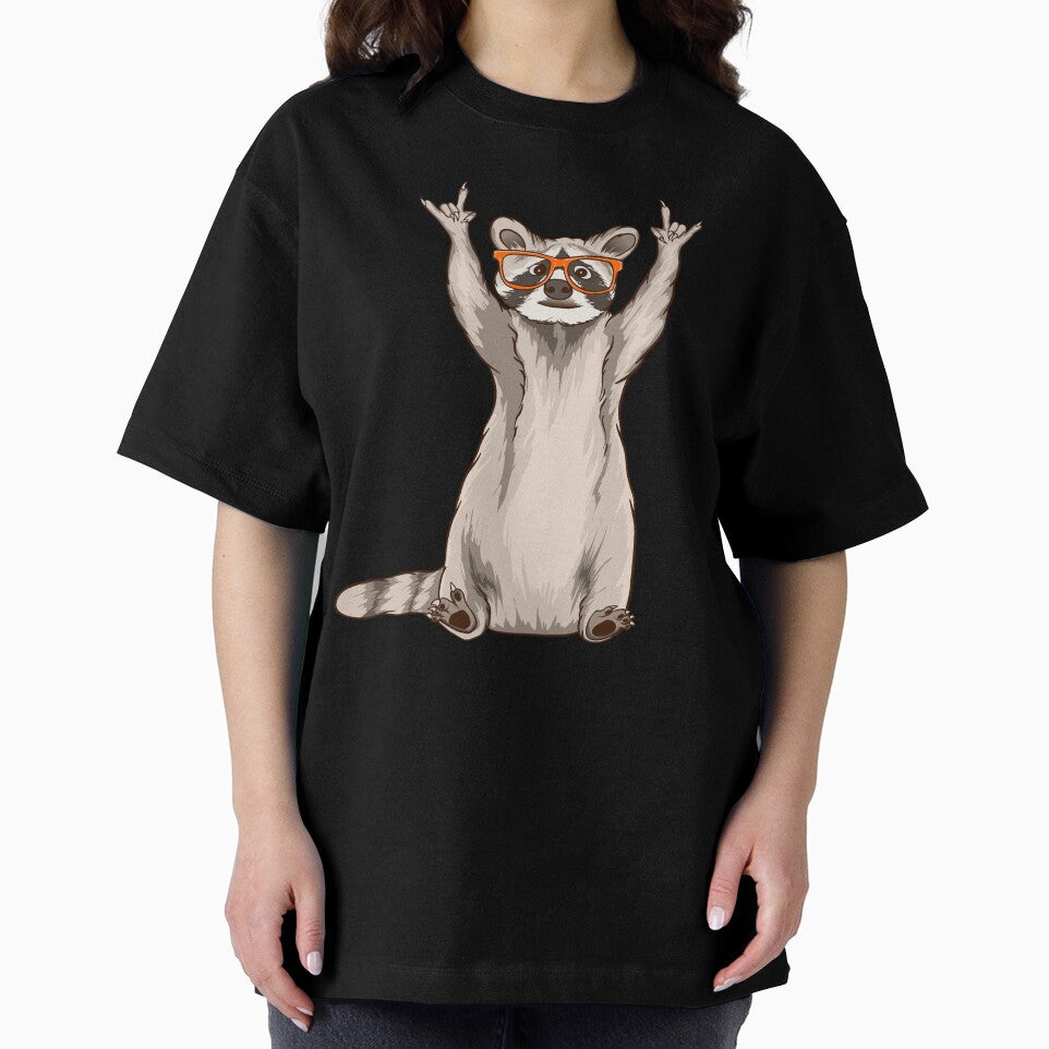 Raccoon In Sunglasses Showing A Rock Sign by franktact
