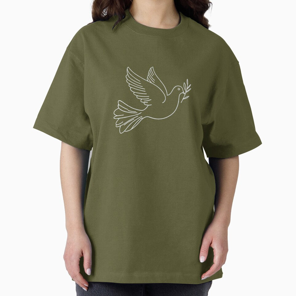 Minimalist White Dove Outline with Olive Branch Peaceful Holiday Design by gk-creations