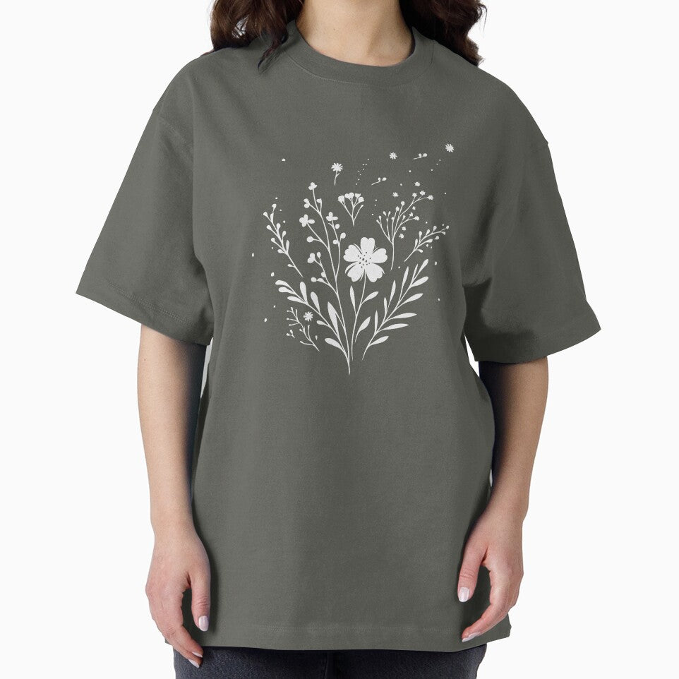 Womens Minimalist Floral T-Shirts, Gifts for Women, Flowers Crewneck Sweatshirt, AestheticTees, Floral Shirts for Women, Wild Flowers Graphic Tees by teecraftstudios