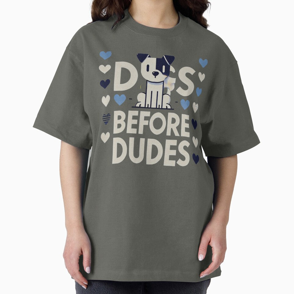 Funny Dog Lover Quote - Dogs Before Dudes Minimalist Design by Kawaii Planet Studio