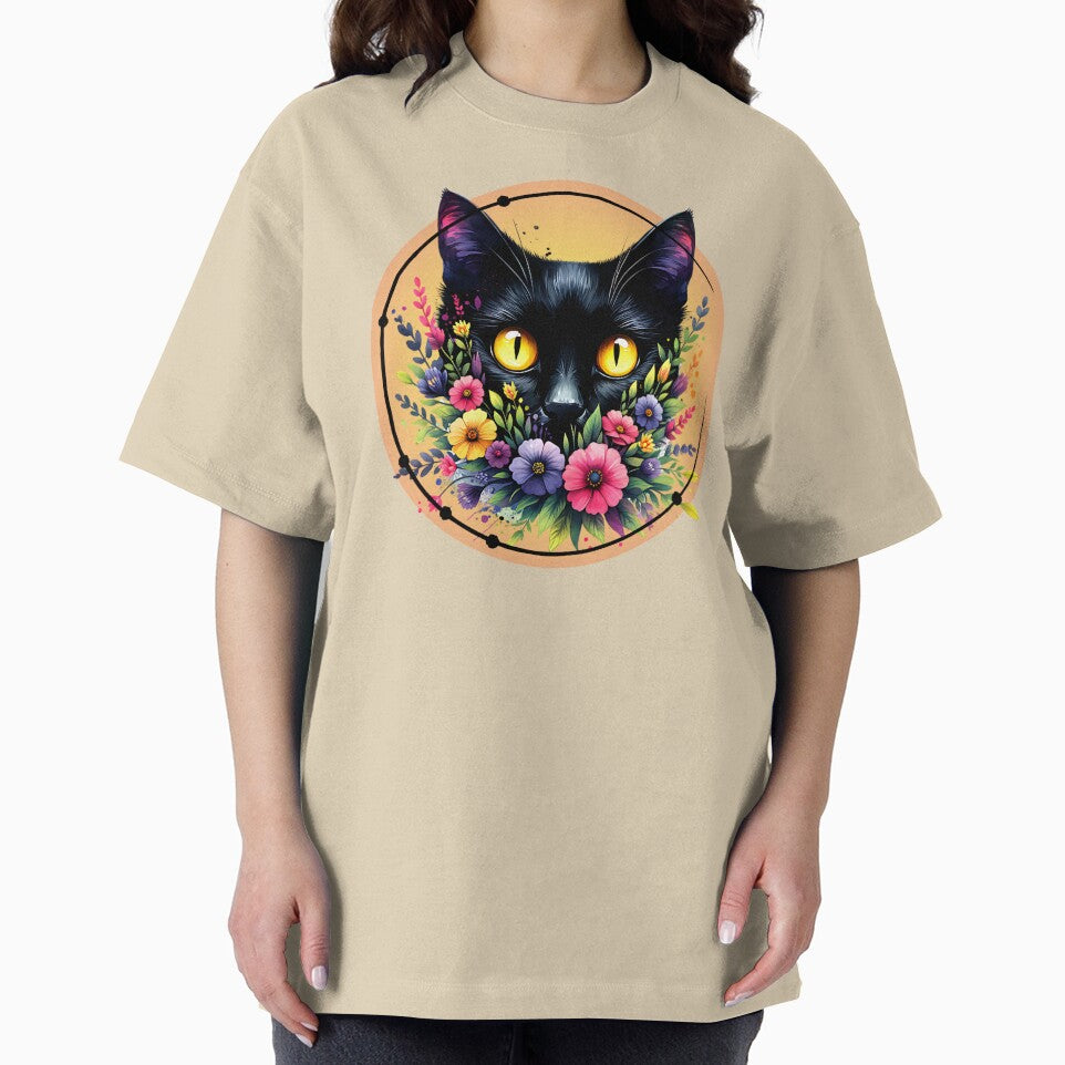 Floral Black Cat by I-I-Trading-Co