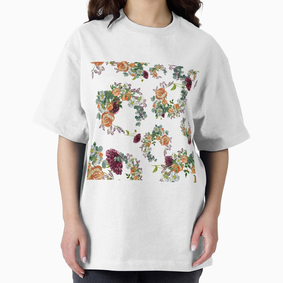 Dahlia red rose daisy pattern watercolor by Yana Mustafina | Boho Soulful Designs