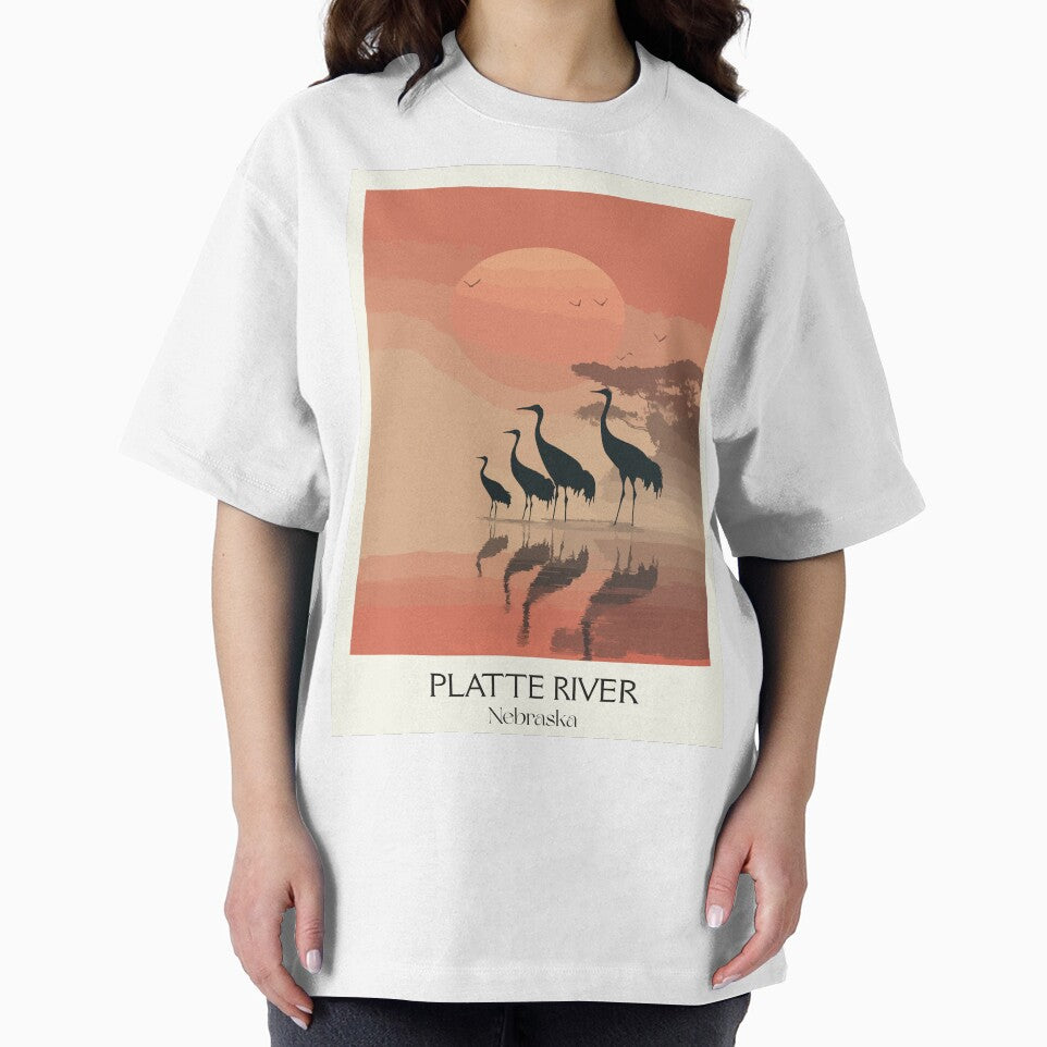 Platte River Nebraska Vintage Poster | Sandhill Crane Migration Art Print | Bird Watching Decor by TuncGK