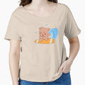 Cute Surfing Dog Kawaii Beach Cartoon by Porpor Artwork