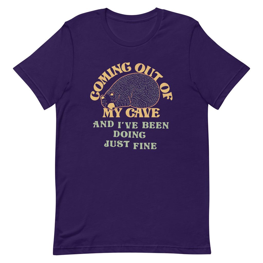 Coming Out Of My Cave And I've Been Doing Just Fine Men's Signature Tee