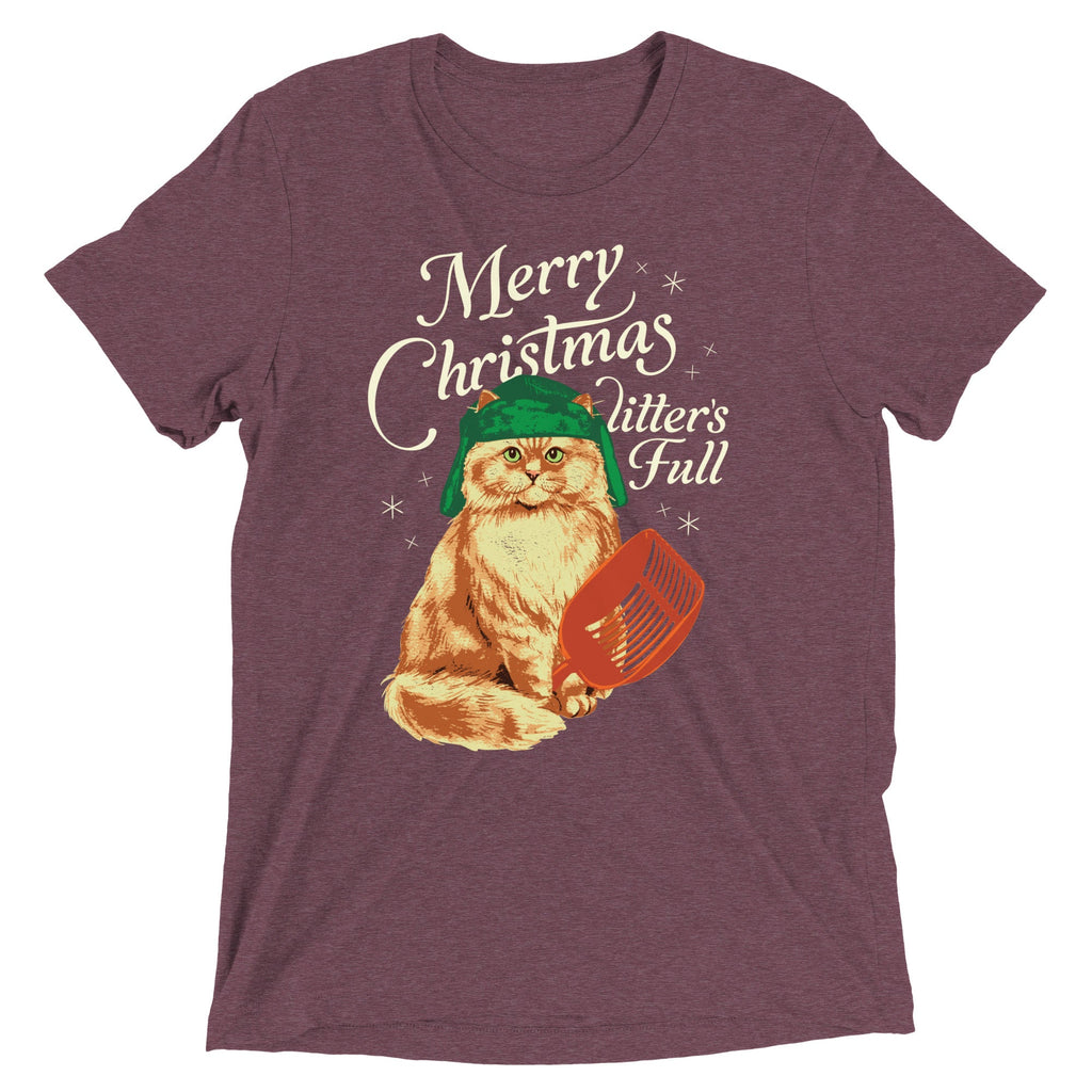 Merry Christmas Litter's Full Men's Tri-Blend Tee