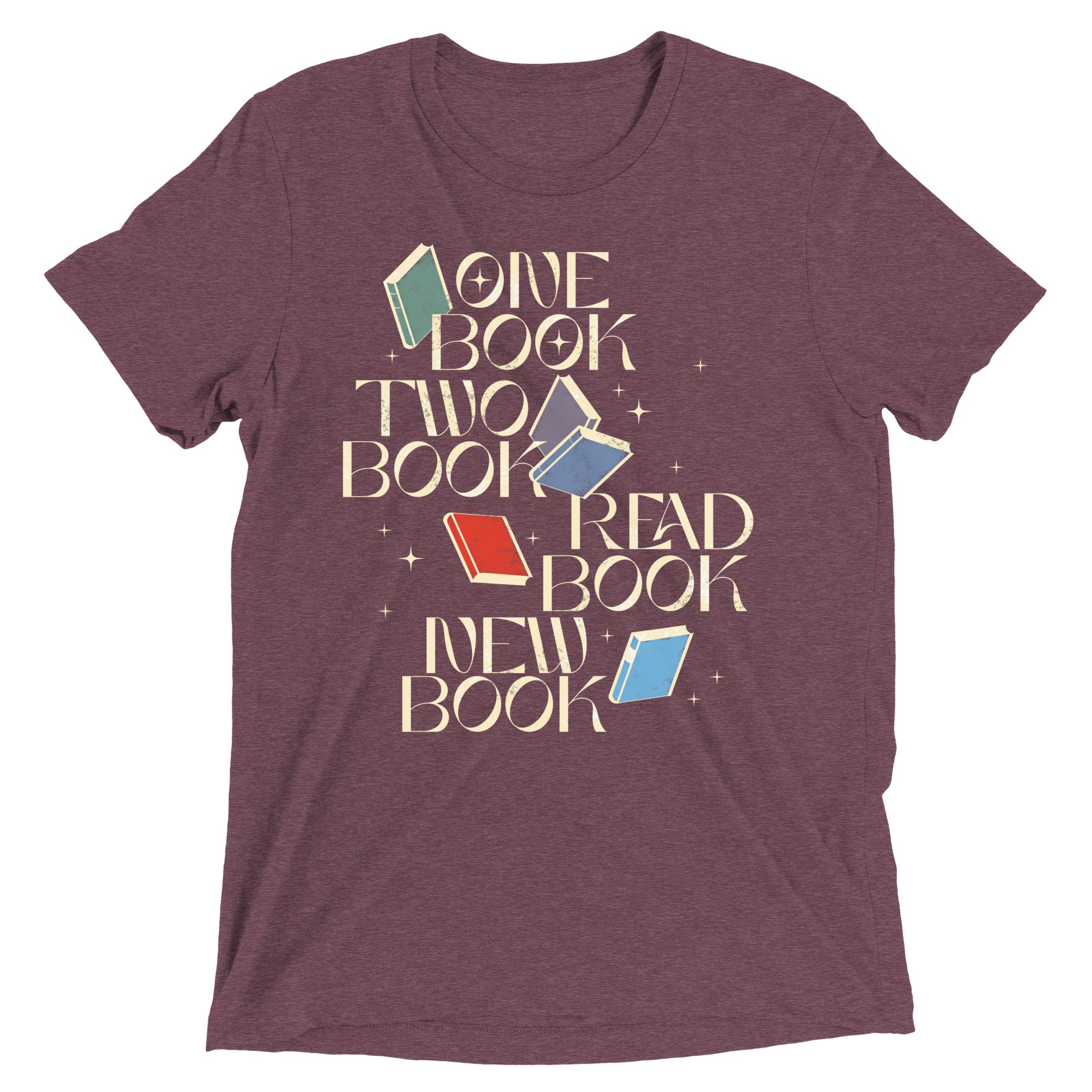 One Book Two Book Read Book New Book Men's Tri-Blend Tee
