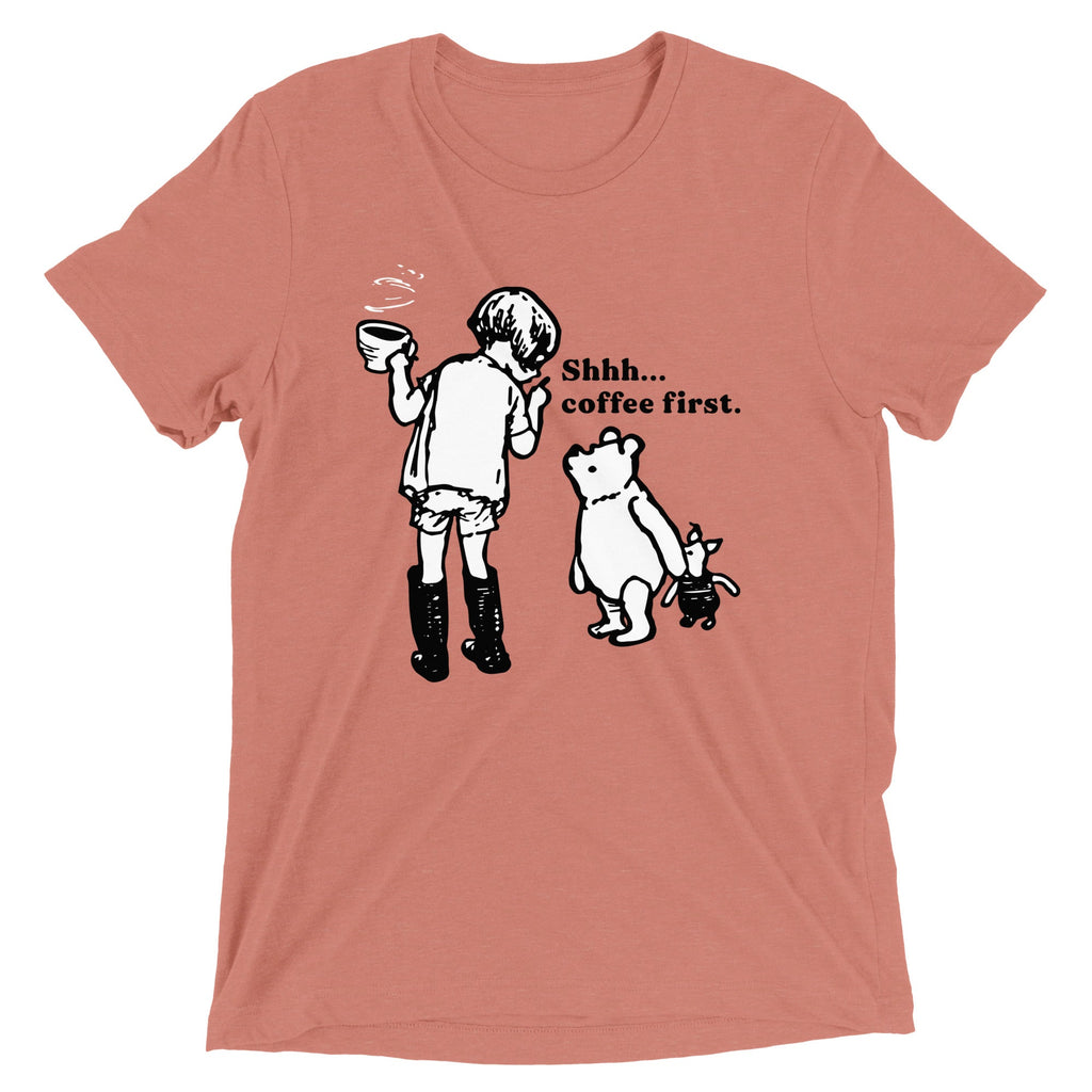 Shhh Coffee First Men's Tri-Blend Tee