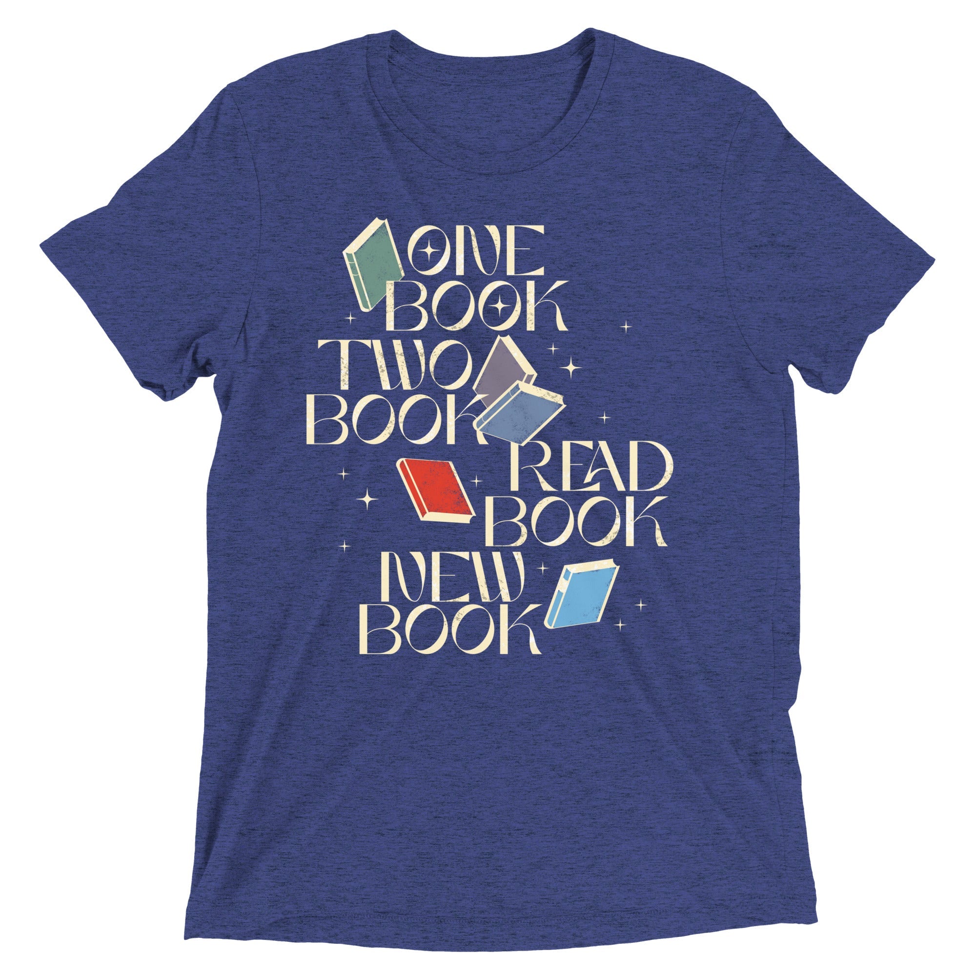 One Book Two Book Read Book New Book Men's Tri-Blend Tee