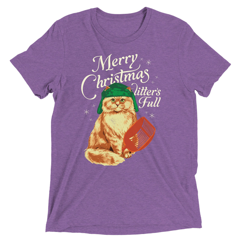 Merry Christmas Litter's Full Men's Tri-Blend Tee