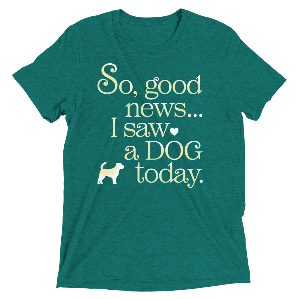 So Good News I Saw A Dog Today Men's Tri-Blend Tee