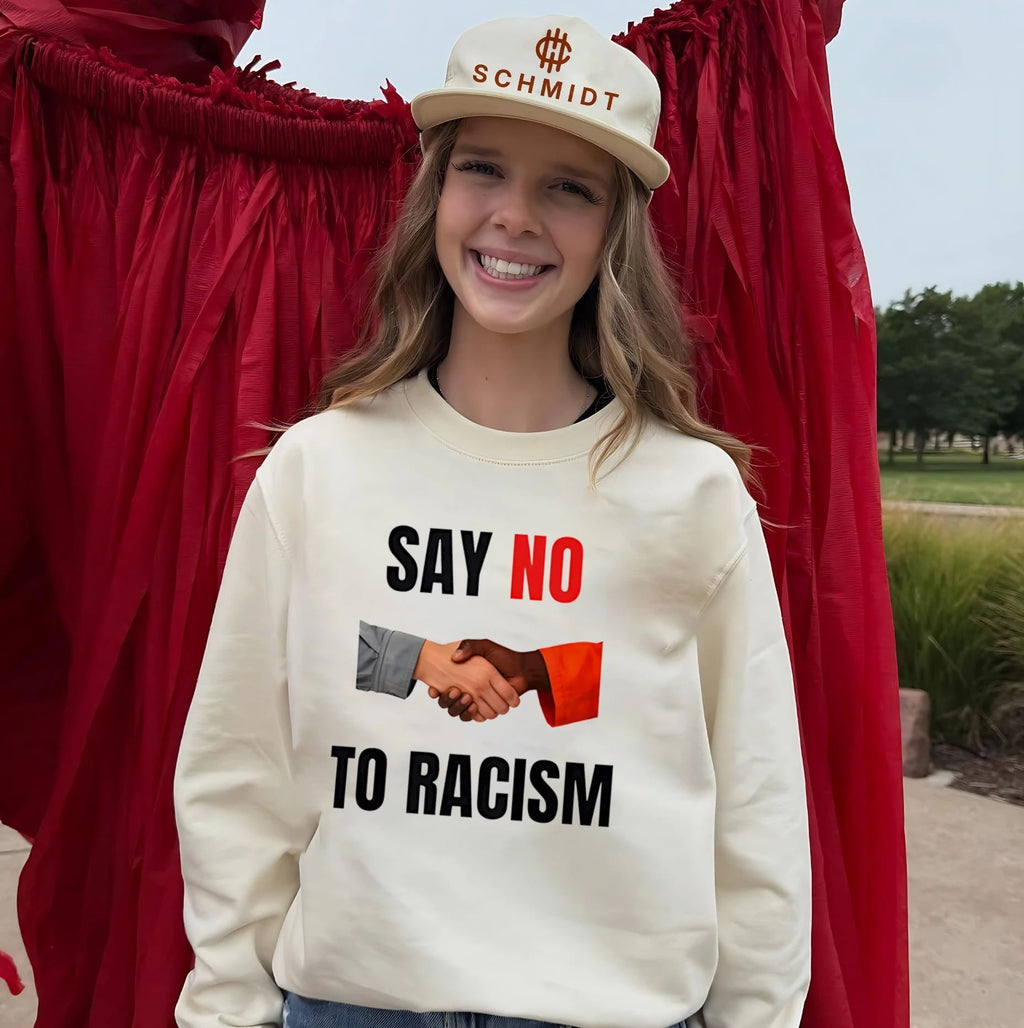 Say no to racism black hand and white hand shirt