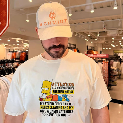 Attention I am out of order until further notice my stupid people filter needs cleaning Bart Simpson shirt