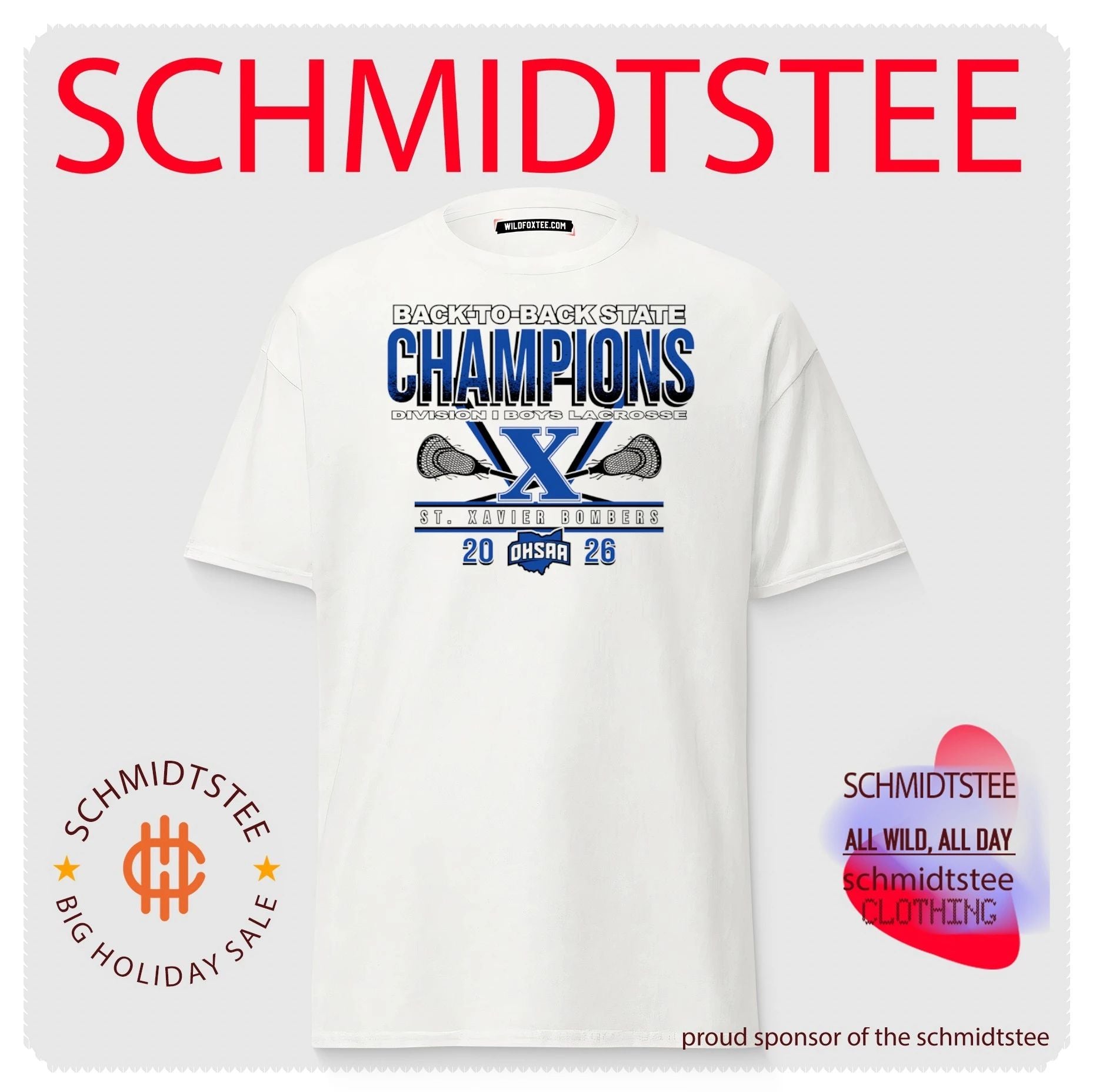 St. Xavier Bombers 2026 OHSAA Boys Lacrosse D1 Back-To-Back State Champions shirt