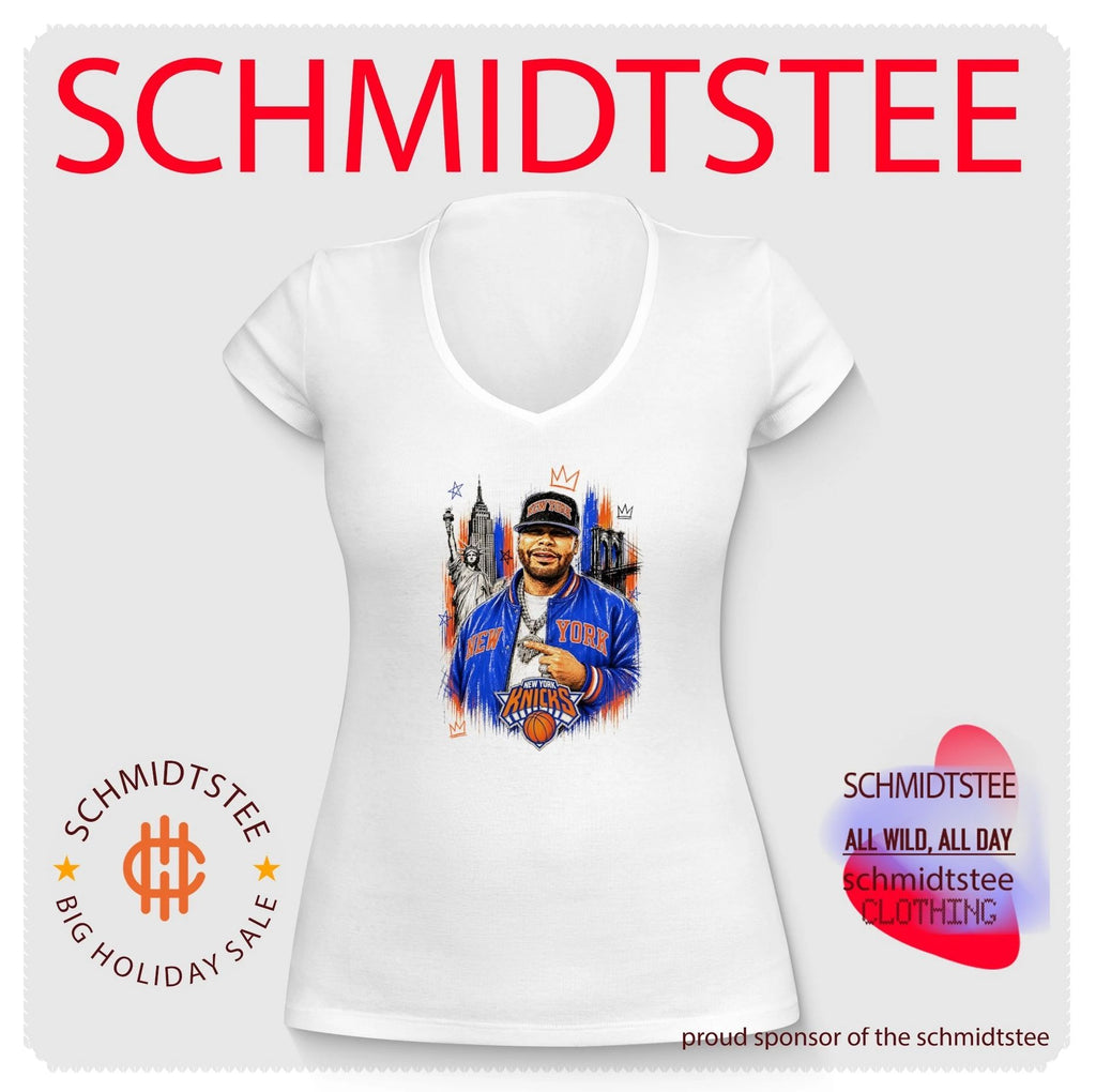Fat Joe New York Knicks jacket and hat city landscape graphic shirt