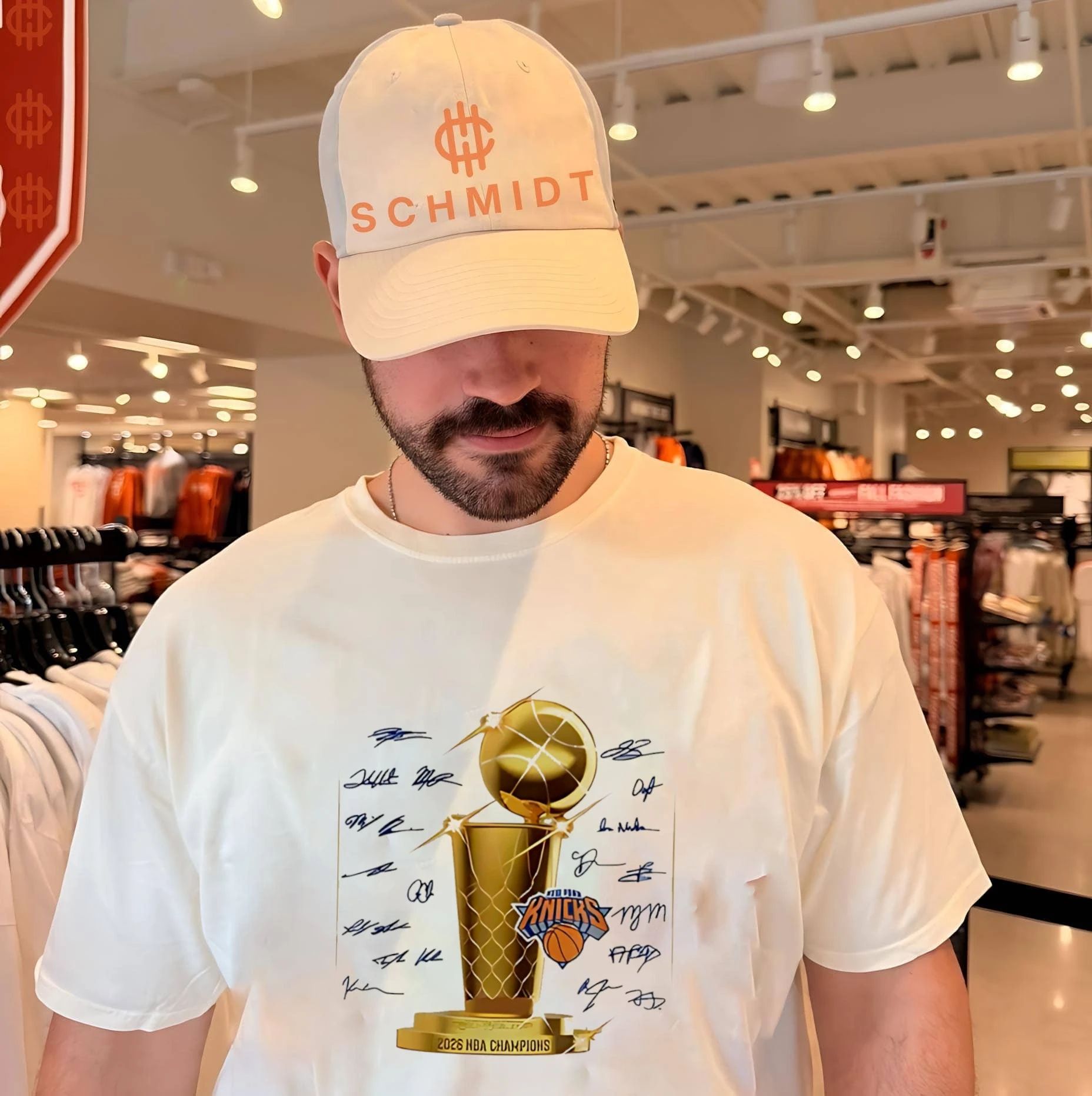 New York Knicks 2026 NBA Champions trophy team members signature shirt