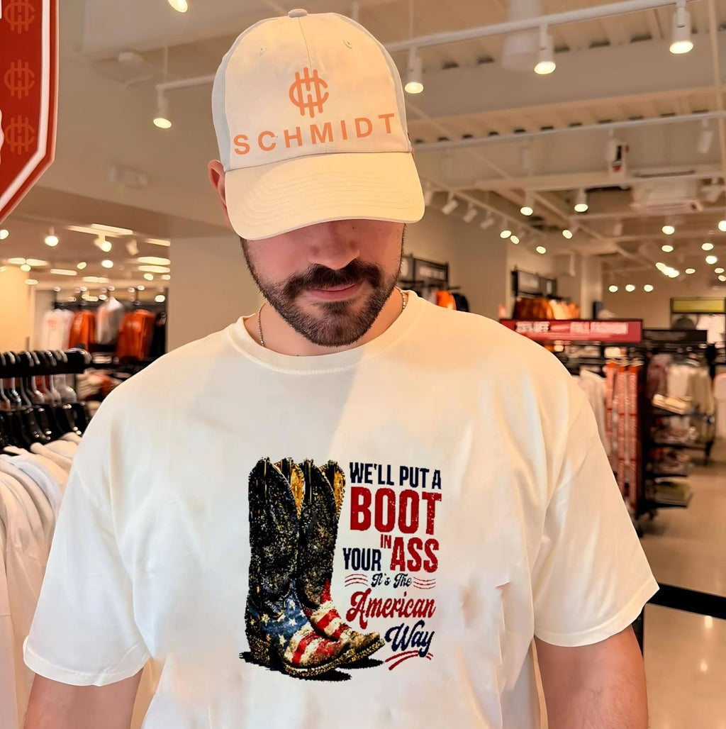 Courtesy Of The Red We’ll Put A Boot In Your Ass It’s The American Way Shirt