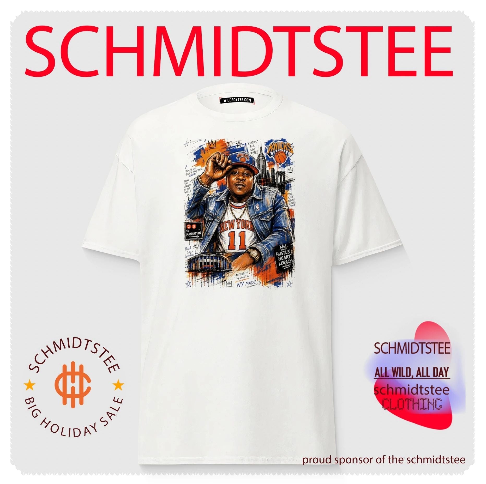 New York Knicks hustle heart legacy graffiti style illustration shirt