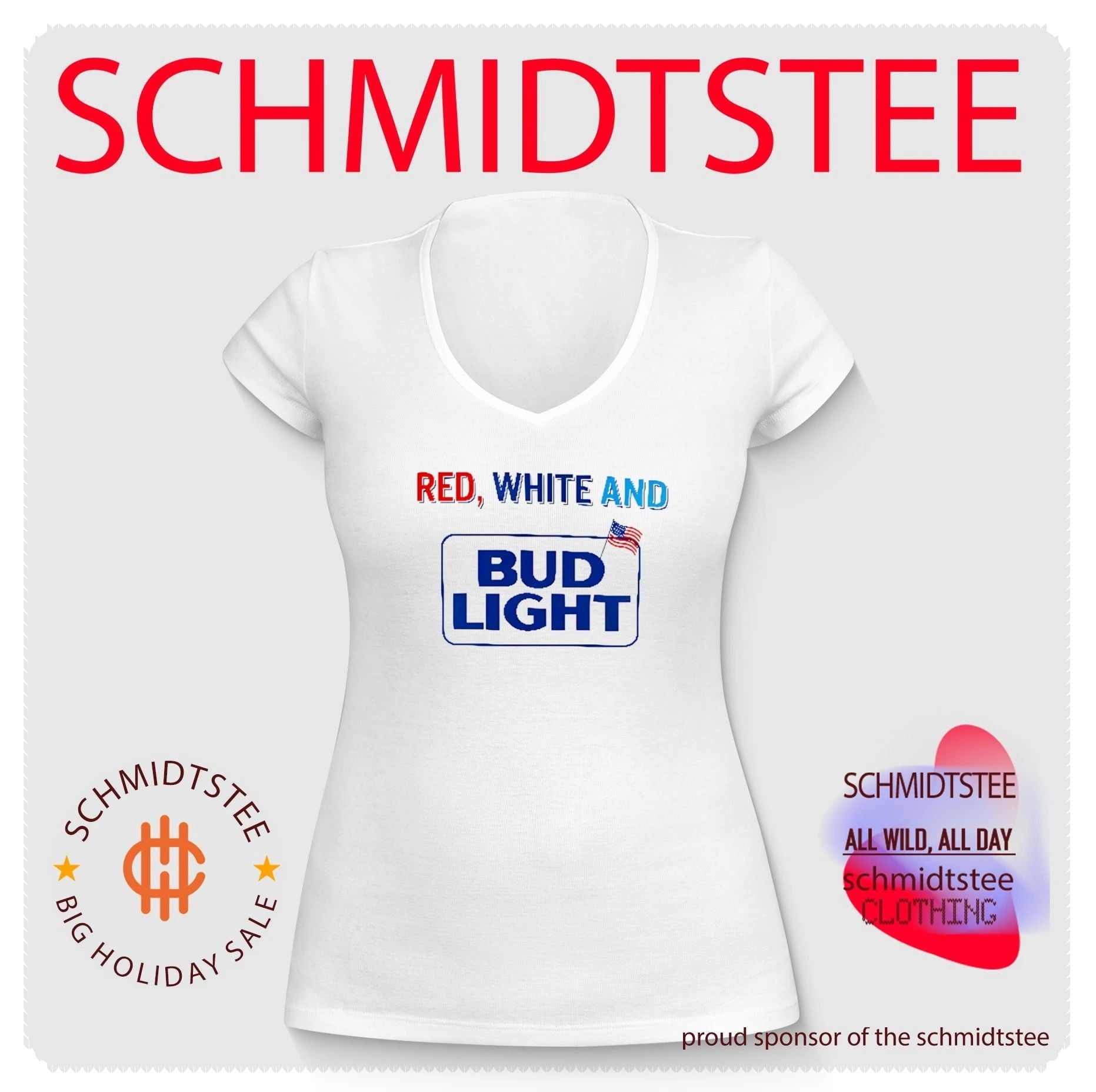 Red White And Bud Light 4th Of July Shirt