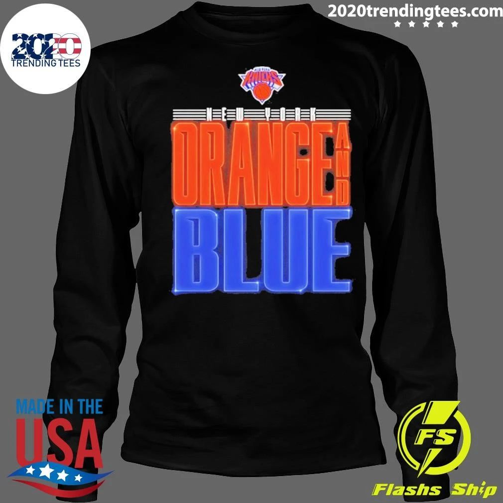 New York Knicks Orange And Blue Graphic Shirt