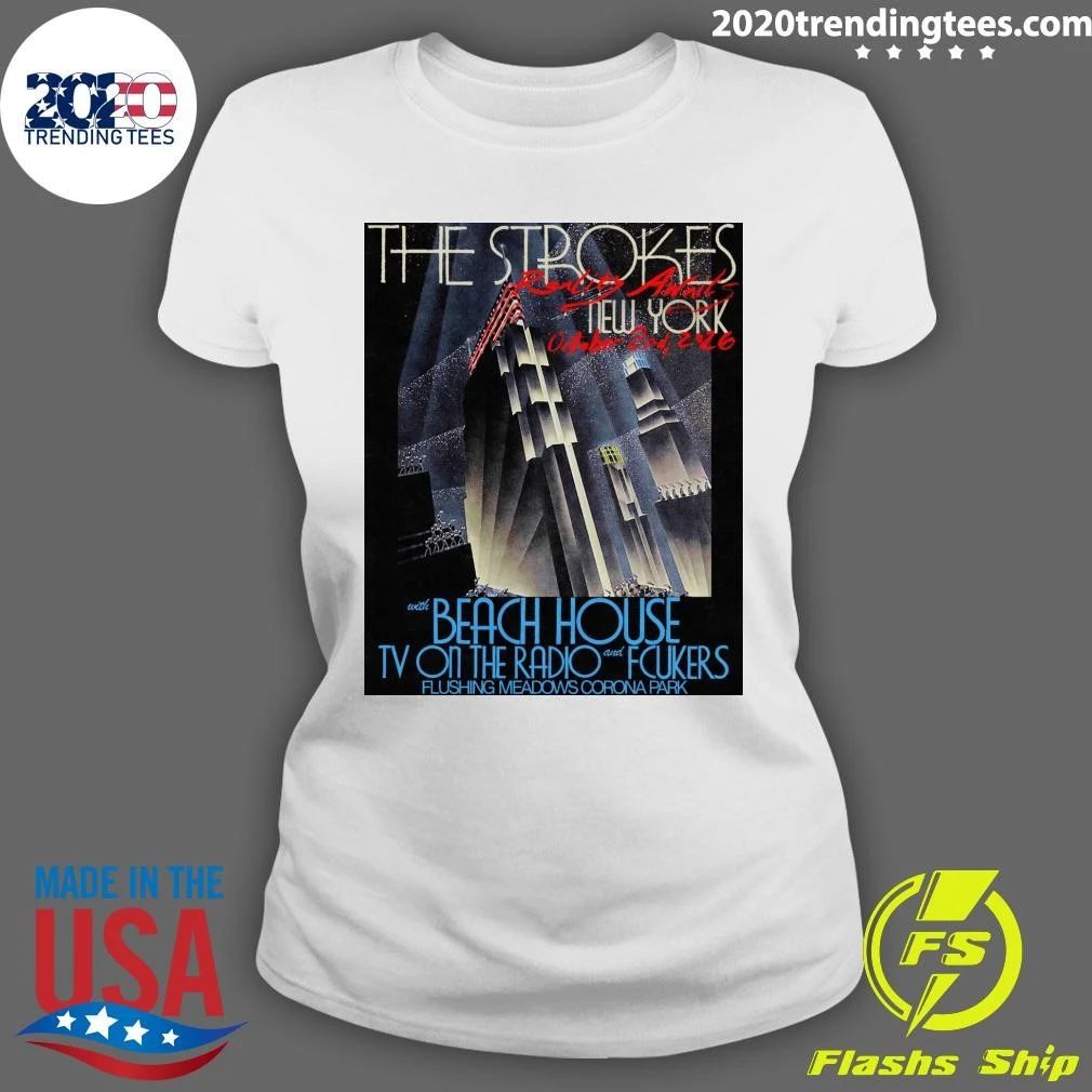 The Strokes October 2nd 2026 Queens New York with Beach House Tv On The Radio and Fcukers Flushing Meadows Corona Park Shirt