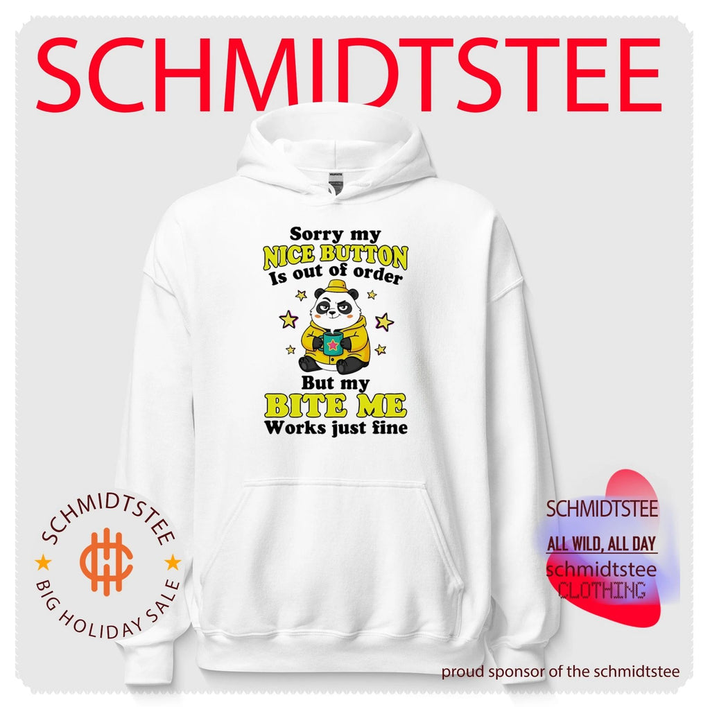 Sorry my nice button is out of order but my bite me works just fine cartoon panda shirt