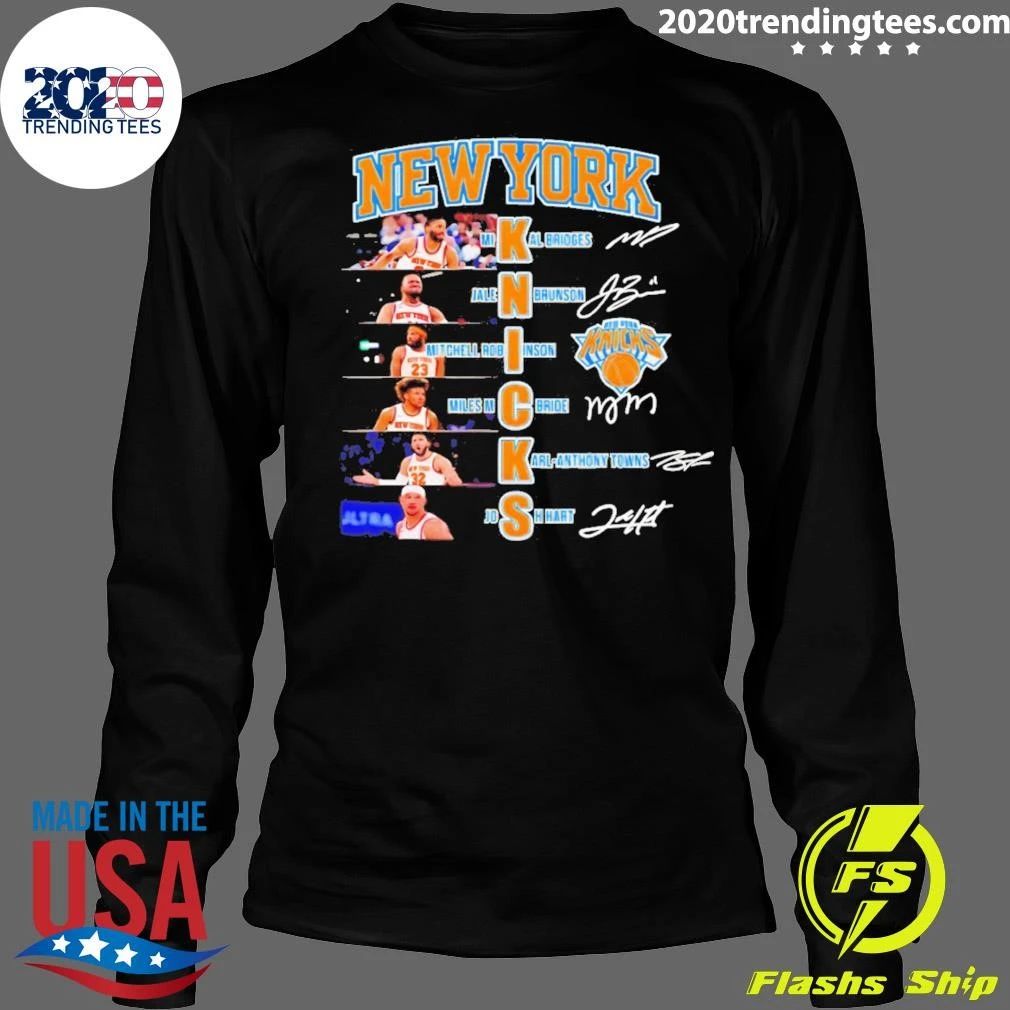 Jalen Brunson Karl-anthony Towns Mikal Bridges New York Knicks Basketball Nba 2026 Signatures Shirt