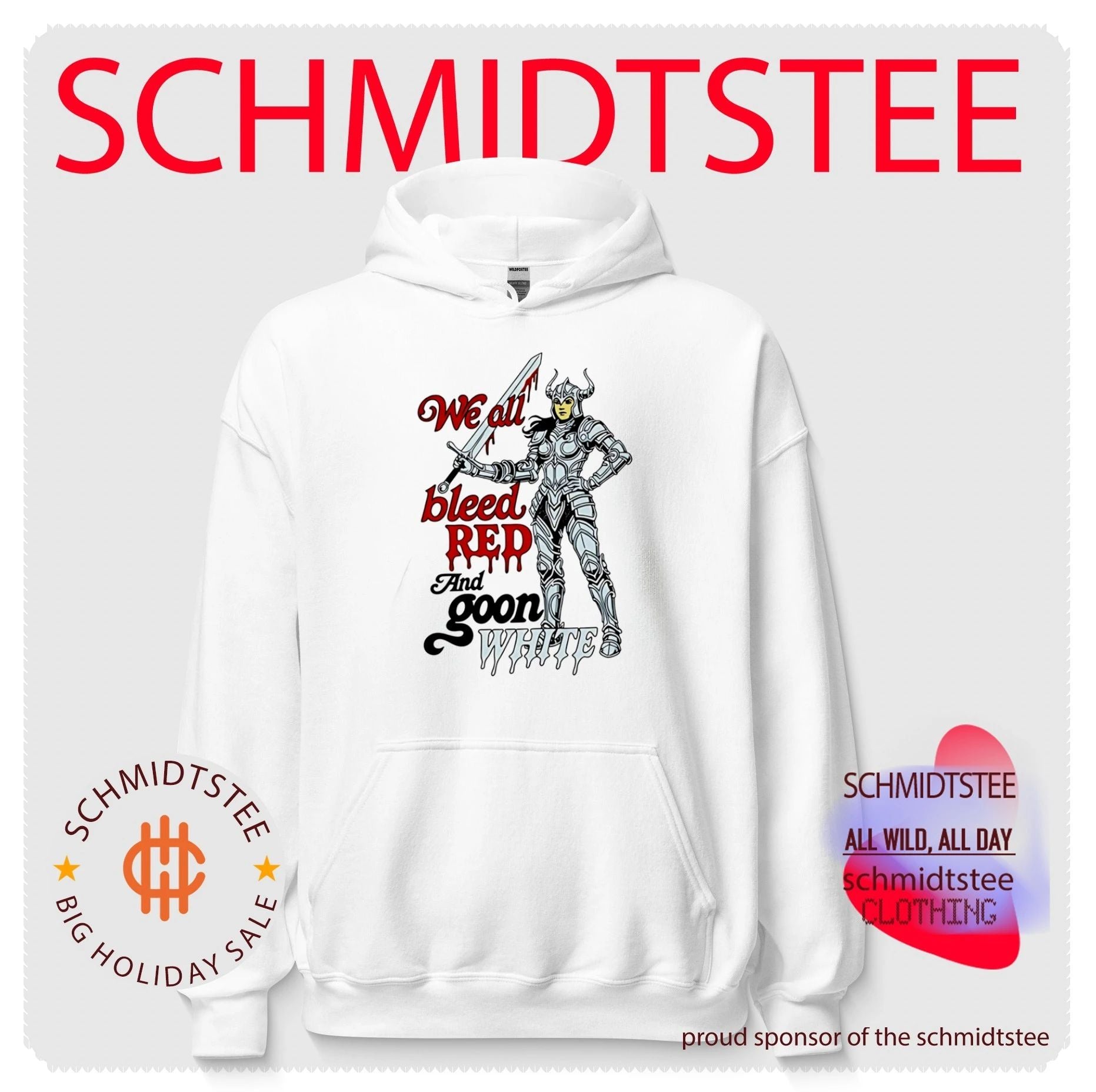 Monster knight we all bleed red and goon white shirt