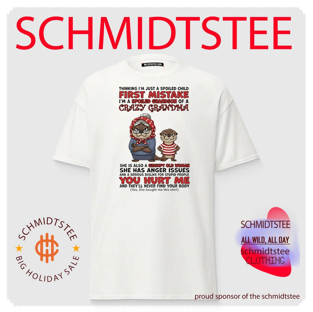 Thinking I’m just a spoiled child first mistake I’m a spoiled grandson of a crazy grandma cartoon otter shirt